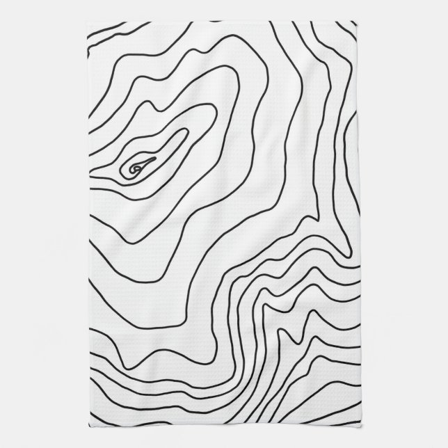 Minimal Black & White line art Modern Design Tea Towel (Vertical)