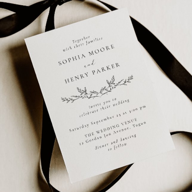 Minimal Black & White Line Art Wedding Invitation (Creator Uploaded)