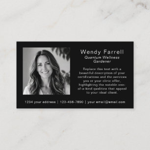 Minimal Black White Logo QR Code Photo Coach Business Card