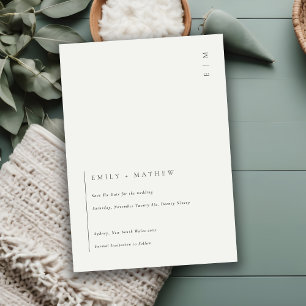 Minimal Black & White Modern Save the Date Invite