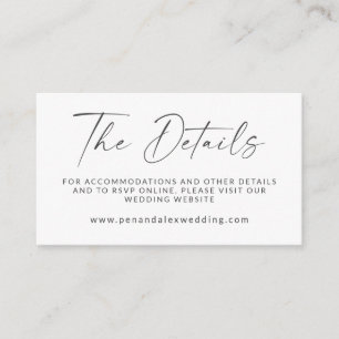 Minimal Black White Modern Script Wedding QR Code Enclosure Card