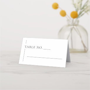 Minimal Black & White Modern Wedding Folded Place Card