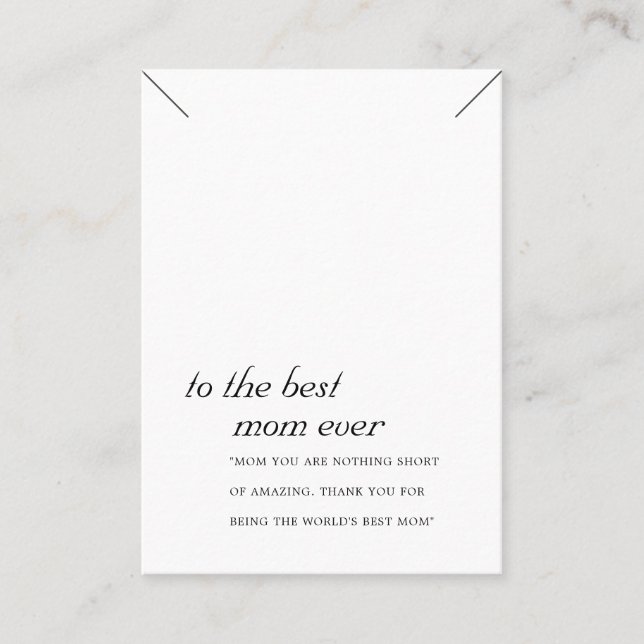 MINIMAL BLACK WHITE MOM GIFT NECKLACE DISPLAY CARD (Front)