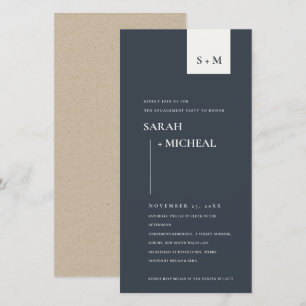 MINIMAL BLACK & WHITE MONOGRAM ENGAGEMENT INVITE