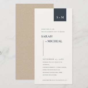 MINIMAL BLACK & WHITE MONOGRAM ENGAGEMENT INVITE