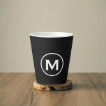 Minimal Black White Monogram Latte Mug<br><div class="desc">A simple custom monogrammed design in modern minimalist style in a black and white colour palette; a simple clean professional design that can easily be updated with your monogram initial.</div>