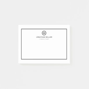 Minimal Black White Monongrammed Post-it Notes