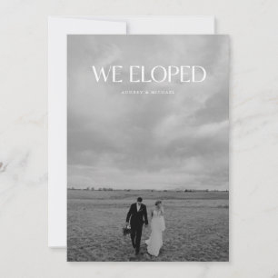 Minimal Black White Photo Elopement Wedding Party Invitation