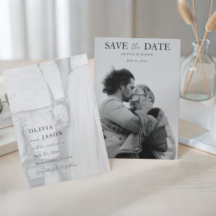 Minimal Black & White Photo Wedding Save the Date