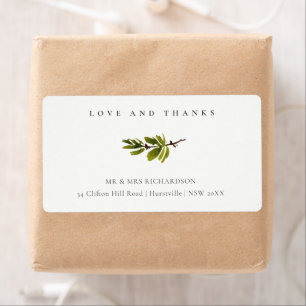 Minimal Black & White Pine Branch Foliage Address
