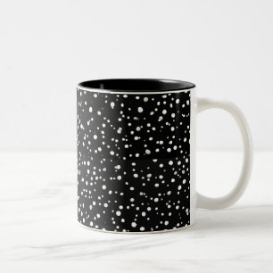 Minimal Black & White Polka Dot Abstract Pattern Two-Tone Coffee Mug