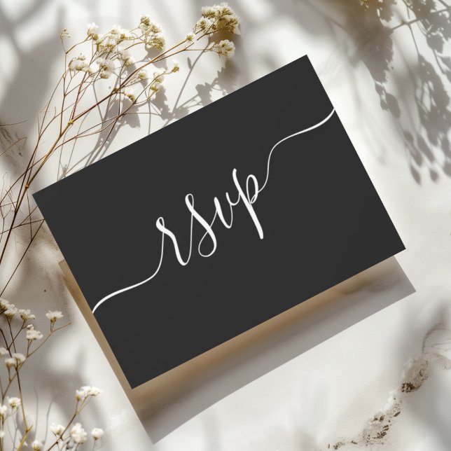 Minimal Black & White QR Code Wedding RSVP Card (Creator Uploaded)