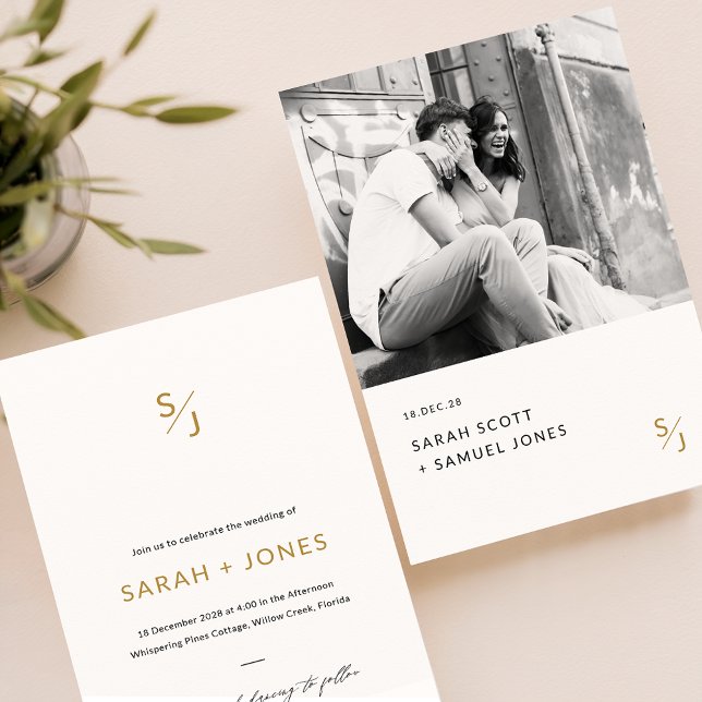 Minimal Black & White Romantic Photo Wedding Invitation (Creator Uploaded)