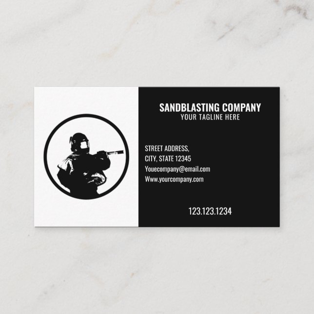 Minimal Black & White Sandblasting Business Card (Front)