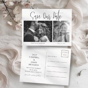 Minimal Black & White Save the Date Announcement Postcard