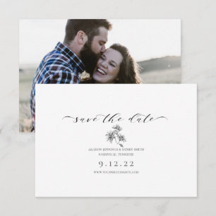 Minimal Black White Save the Date Calligraphy