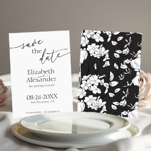 Minimal Black & White Script Fancy Save the Date Invitation