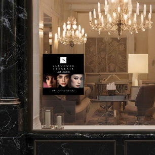 Minimal Black White Script Lash Photo Logo Window Cling