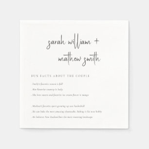 Minimal Black & White Script Typography Fun Facts Napkin