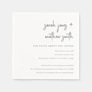 Minimal Black & White Script Typography Fun Facts Napkin