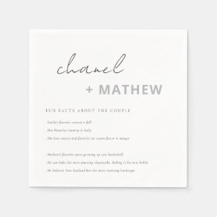 Minimal Black & White Script Typography Fun Facts Napkin