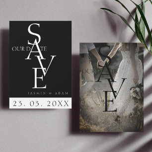 Minimal Black White Simple Photo Wedding Save The Date