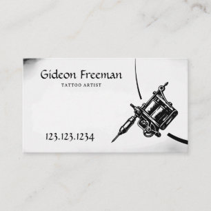 Minimal Black & White Tattoo Gun Business Card