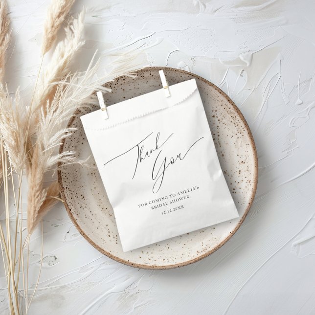 Minimal Black & White Thank You Bridal Shower Favour Bags (Creator Uploaded)