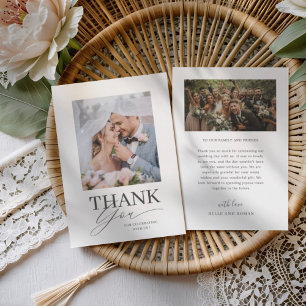 Minimal Black & White Thank You Wedding  Card