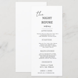 Minimal Black & White The Night Before Wedding  Menu