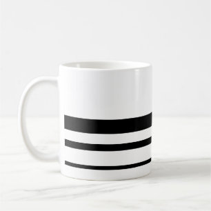 Minimal Black & White Three Striped Coffee Mug