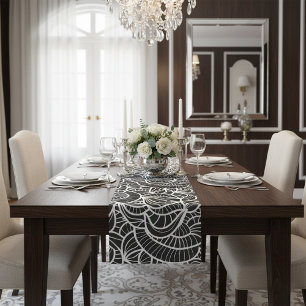 Minimal Black & White Trendy Pattern Short Table Runner