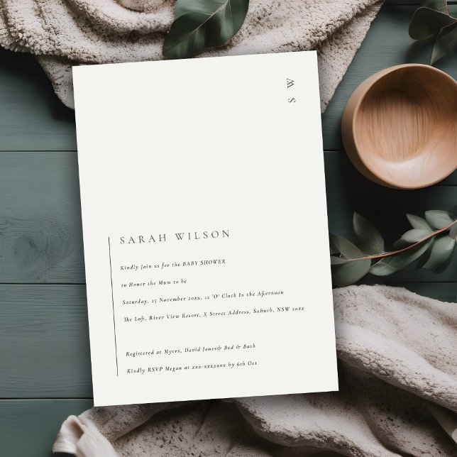 Minimal Black White Typography Baby Shower Invite (Creator Uploaded)