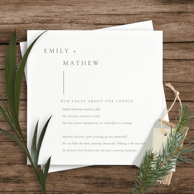 Minimal Black & White Typography Fun Facts Napkin (Creator Uploaded)