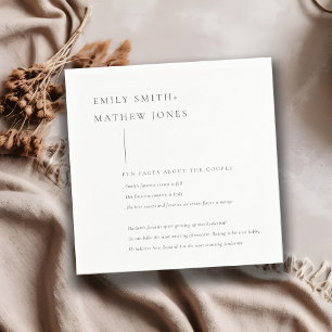 Minimal Black & White Typography Fun Facts Napkin