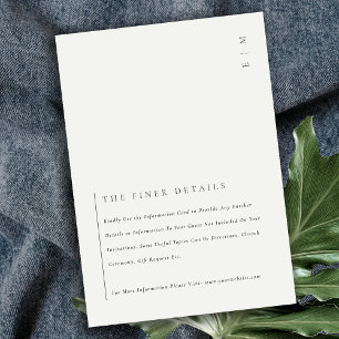 Minimal Black White Typography Wedding Details Enc Enclosure Card
