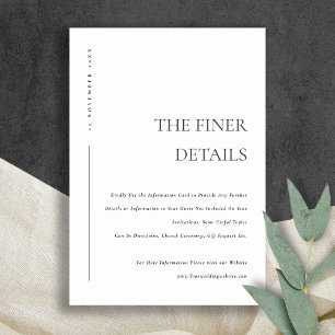 MINIMAL BLACK WHITE TYPOGRAPHY WEDDING DETAILS ENCLOSURE CARD