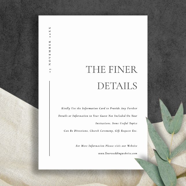 MINIMAL BLACK WHITE TYPOGRAPHY WEDDING DETAILS ENCLOSURE CARD (Creator Uploaded)