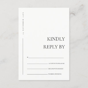 MINIMAL BLACK WHITE TYPOGRAPHY WEDDING RSVP  ENCLOSURE CARD