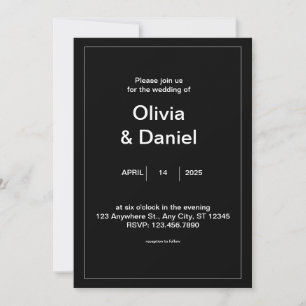 Minimal Black & White Wedding Invitation