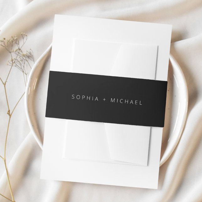 Minimal Black White Wedding Invitation Belly Band (Creator Uploaded)