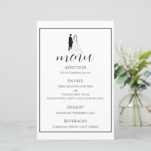 Minimal Black White Wedding Menu Card