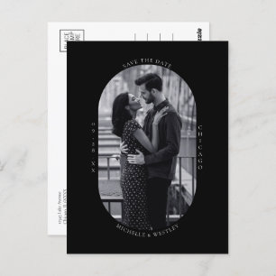 Minimal Black & White Wedding Photo Save the Date Postcard
