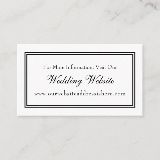 Minimal Black White Wedding Website Insert Cards (Front)