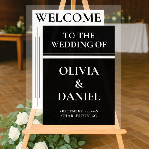 Minimal Black & White Wedding Welcome Acrylic Sign