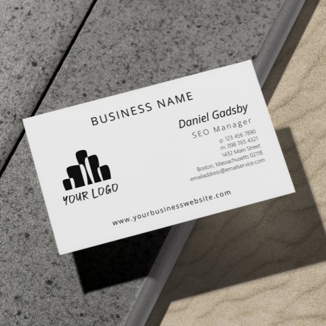 Minimal Black White Your Logo One Sided Business Card (Creator Uploaded)