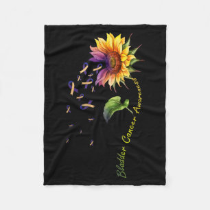 Minimal Bladder Cancer Awareness Sunflower Fleece Blanket