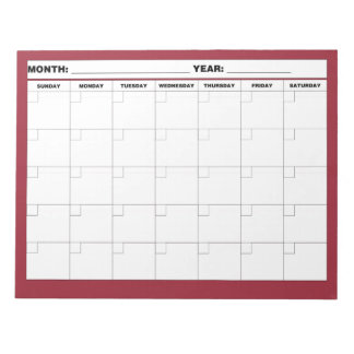 Minimal Blank Calendar Notepad