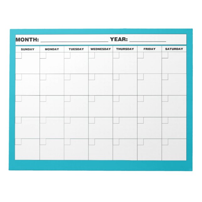 Minimal Blank Calendar Notepad (Front)