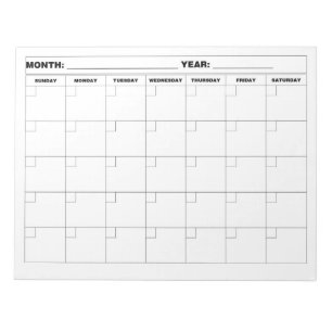 Minimal Blank Calendar Notepad